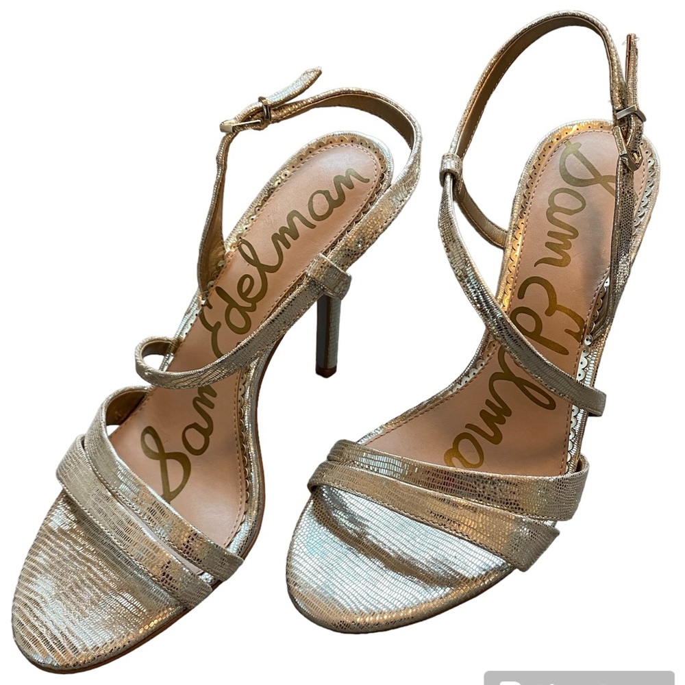 Sam Edelman Alisandra Holiday Gold Leather w/ 4.5” Stiletto Heel- size 9